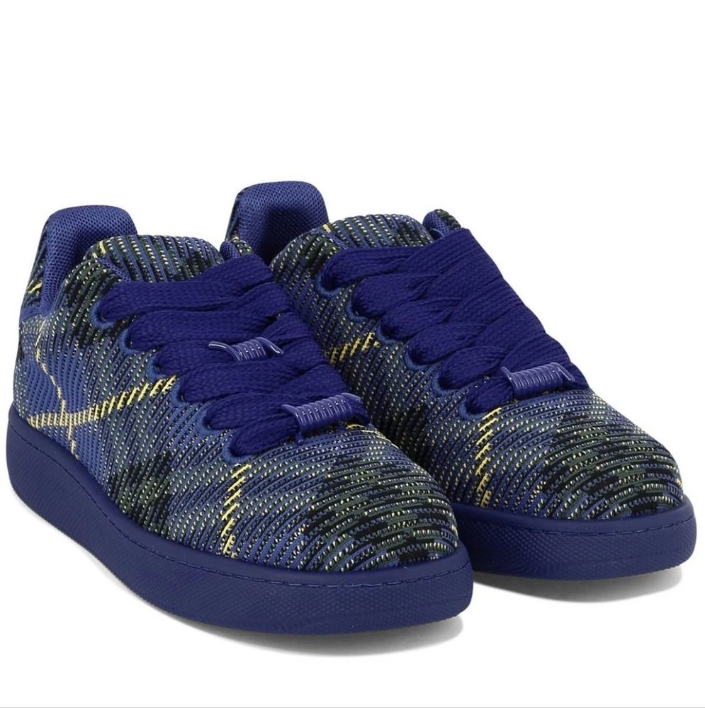 Burberry The Box Men’s Check Knit Bright Navy Blue Sneakers Size 11 US 44 EU